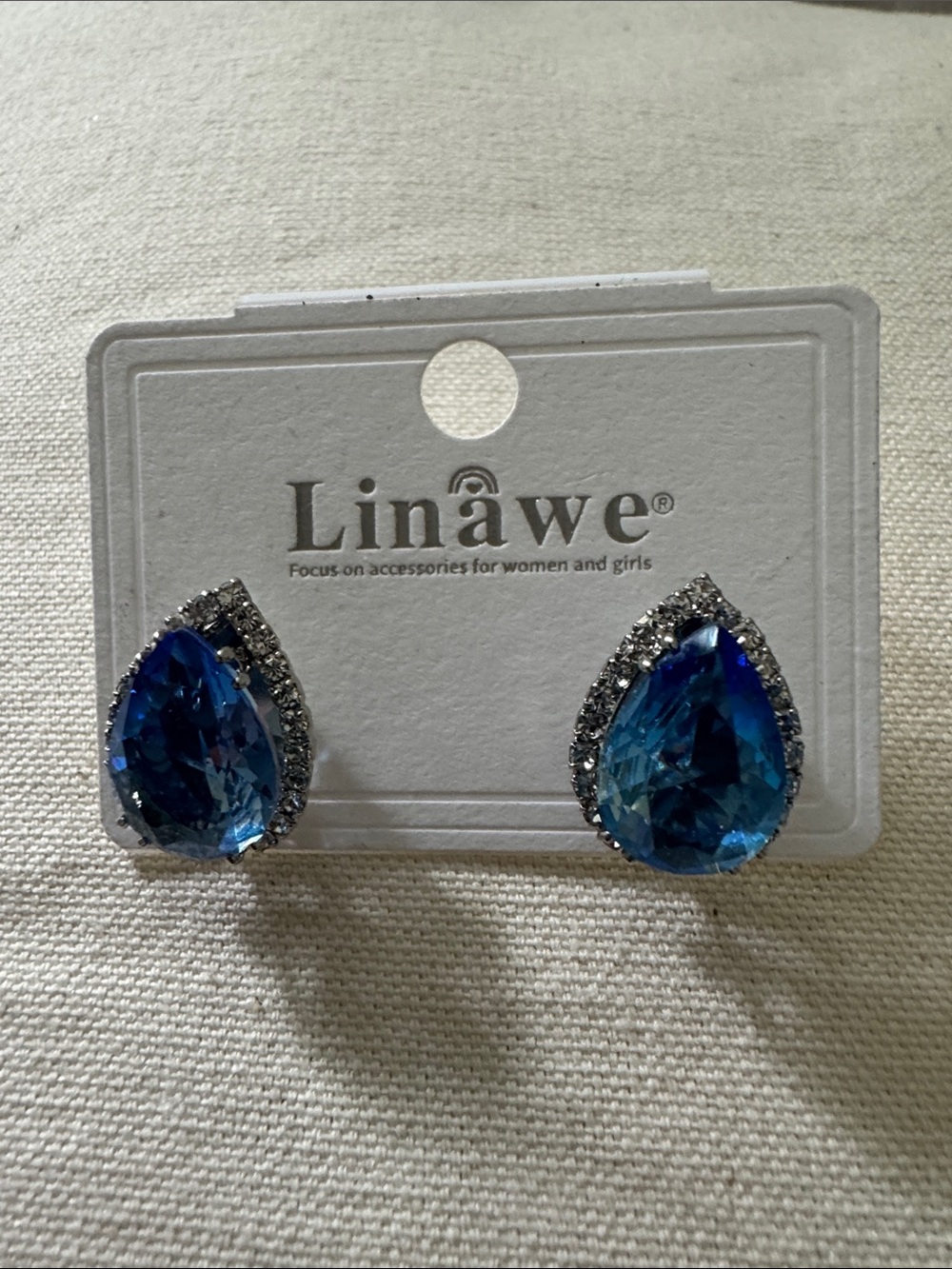 Lina Teardrop Sapphire-Blue Crystal Earrings